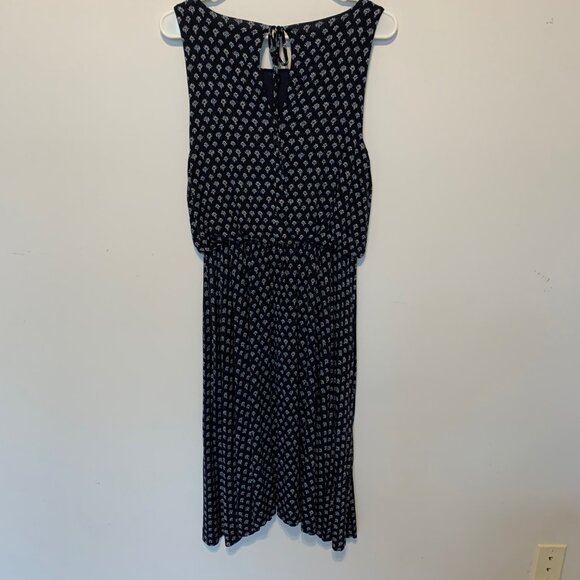 LOFT NAVY BLUE W/WHITE PRINT SLEEVELESS DRESS SIZE SMALL - Picture 4 of 4